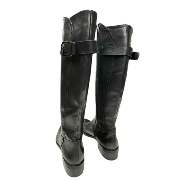 Arturo Chiang Darren Black Leather Knee High Zip Up Boots Size 8 - Picture 4 of 15